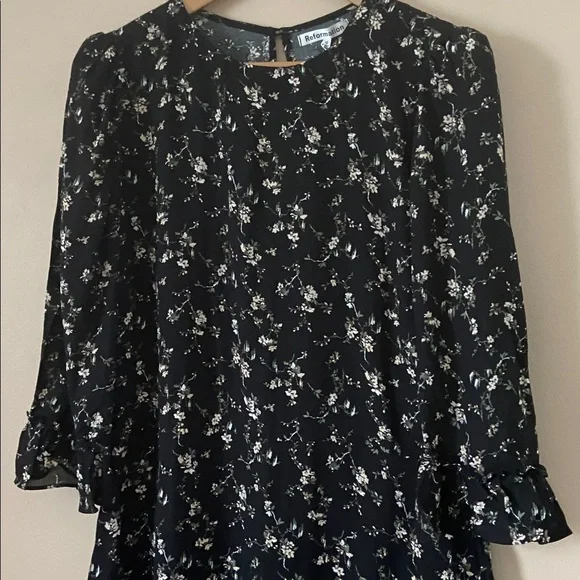 Reformation Doutzen Floral Ruffle Trim Mini Dress Size 12 - Picture 7 of 13